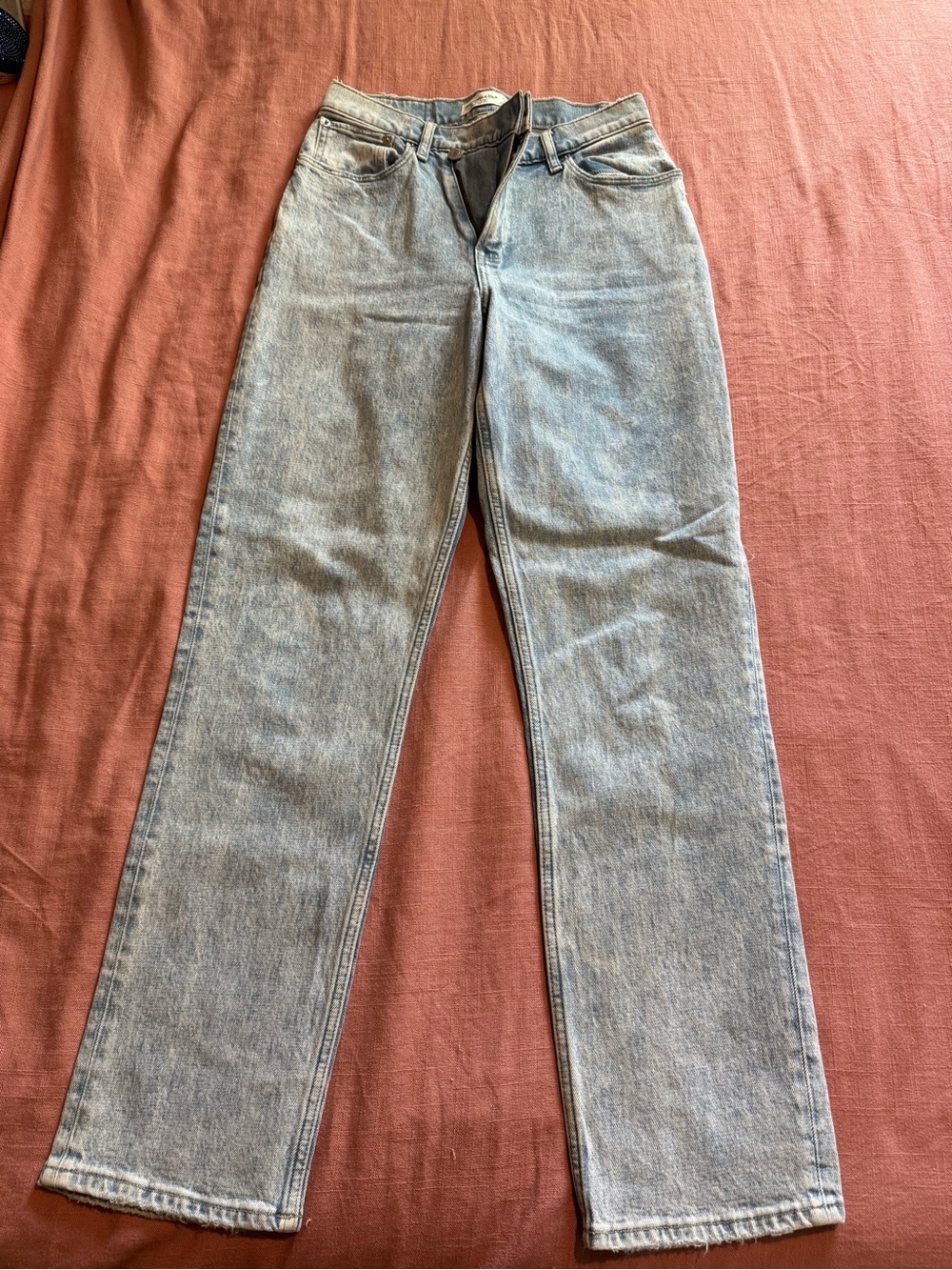 Abercrombie & Fitch Cross Over Waistband Light Blue Straight Jeans